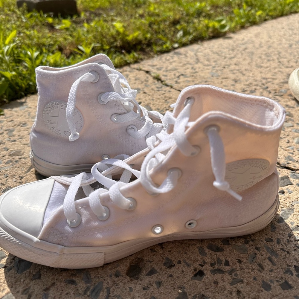 White hightop converse